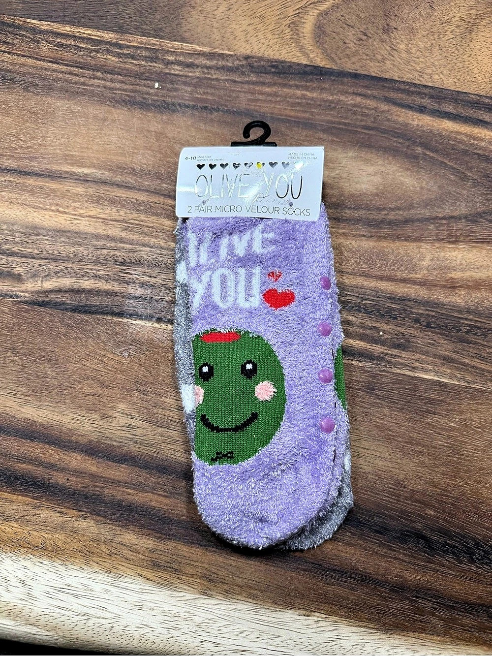 OLIVE YOU Polka Dot Novelty Socks in Purple & Gray NWT